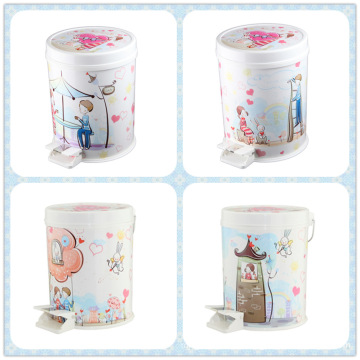 Korean Style Cartoon Printed Foot Pedal Trash Bin (FF-5302)